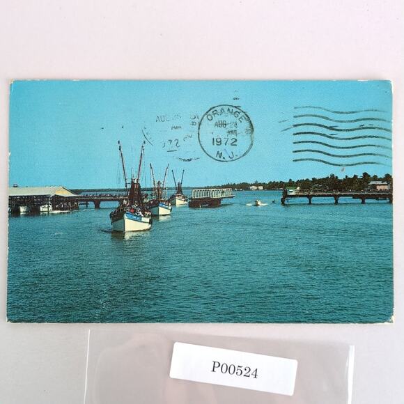 Ft Myer's Beach Florida 1960s Postcard FL PC 1972 Photo Sail Boats Docks - Picture 1 of 2